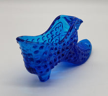 Load image into Gallery viewer, Fenton Art Glass Shoe Dark Blue Hobnail Cat Head Slipper
