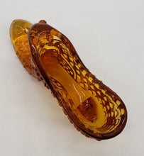 Load image into Gallery viewer, Fenton Cat Head Amber Hobnail Slipper Shoe
