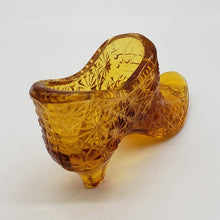 Load image into Gallery viewer, FENTON ART GLASS SHOE SLIPPER BOOT &quot;DAISY &amp; BUTTON&quot; AMBER
