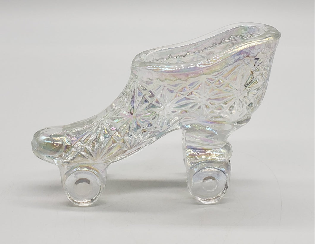 LE Smith Daisy & Button Roller Skate Iridescent Glass