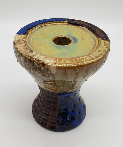 Lyon Home Gallery Vintage Ceramic Candle Holder Earthtones Multi Textured